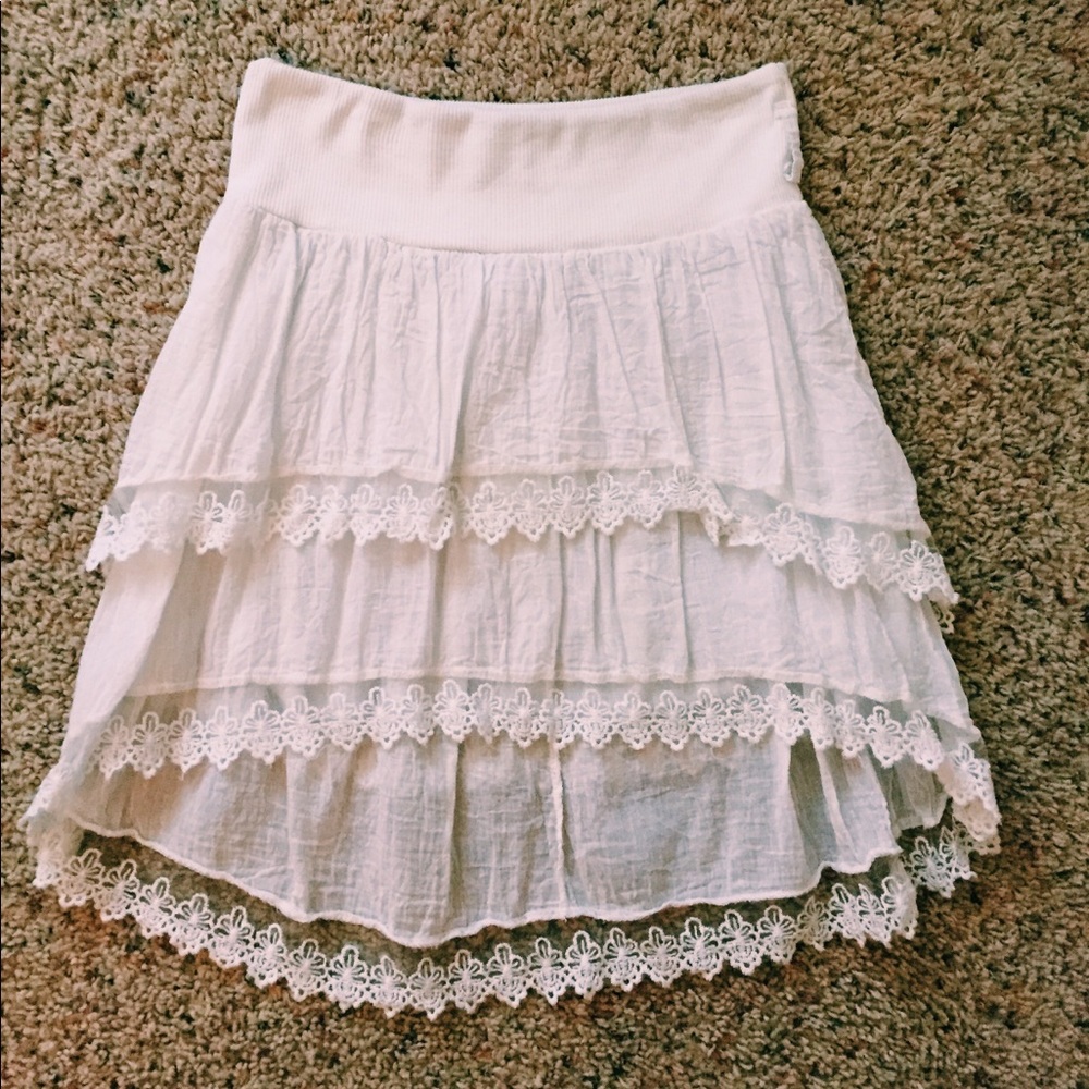 Magif High Low White Skirt